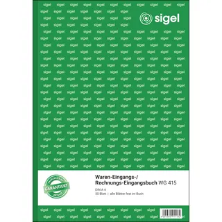 Sigel Waren und Rechnungseingangsbuch A4 50 Blatt | WG415, alle Blätter fest gebunden