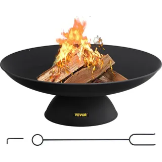 Vevor Feuerschale 76 cm Durchmesser, 14 cm Tiefe Feuerkorb 28 cm Artikelhöhe Feuerschale Gusseisen, Gartenfeuer Feuerkorb mit Stützbeinen, Feuerkorb Camping Garten, Schwarz Feuerstelle BBQ