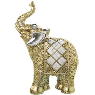 Alexandra House Living Dekorative Figur, goldfarben, Kunststoff, Elefant, 13 x 22 x 30 cm, Spiegel