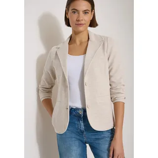 Jackenblazer CECIL, Damen, Gr. XL (44), beige (cashmere beige melange), Web, Obermaterial: 95% Baumwolle, 5% Elasthan, meliert, unifarben, normal hüftbedeckend, V-Ausschnitt, abgesteppte Kante, Blazer Jackenblazer, mit Struktur in Unifarbe