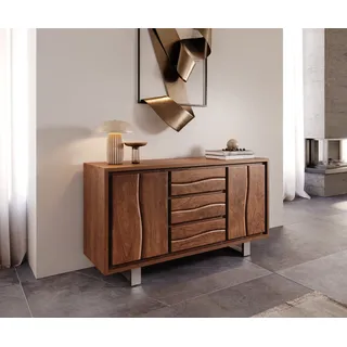 Sideboard Live-Edge 147 cm Akazie Braun 3 Schübe 2 Türen