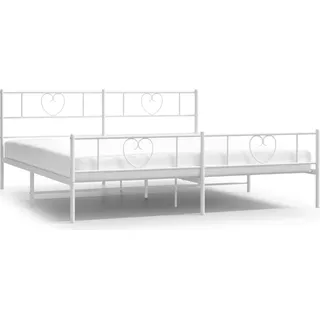 vidaXL Bettgestell mit Kopf- und Fußteil Metall Weiß 180x200 cm - Weiß