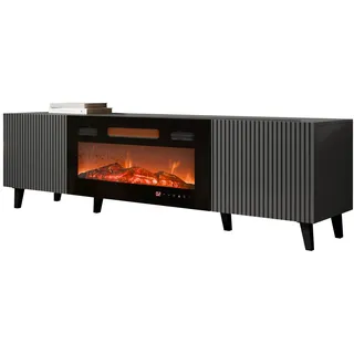 Mirjan24 Vamos Grey TV-Lowboard 181x50x42 cm Grau Holzwerkstoff/Glas/PVC/MDF/Melamin