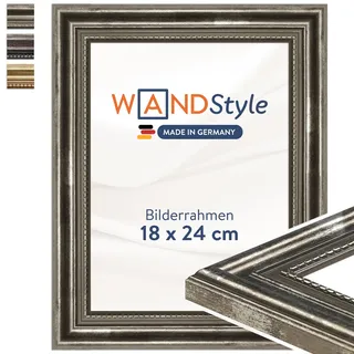 WANDStyle silberner Bilderrahmen 18x24 Holz, Bilderrahmen Silber Vintage