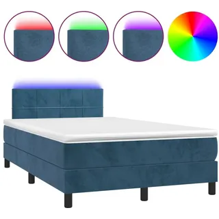 vidaXL Boxspringbett mit Matratze & LED Dunkelblau 120x200 cm Samt