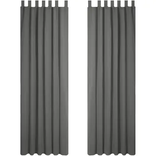Deconovo Vorhänge Blickdicht Schlaufen Thermovorhang Vorhang Verdunkelung Gardinen Wohnzimmer Kälteschutz, 245x140 cm(HöhexBreite), Hellgrau, 2er Set