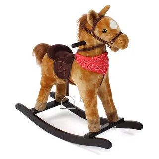 Bayer Chic 2000 Schaukelpferd Cowboy Braun | Premium Schaukeltier aus Holz - Braun