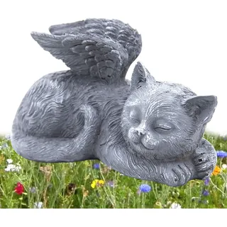 Katze Engel, Schlafende Katze, Schlafender Engel, Grabschmuck für Haustiere, Engelsflügel, Gedenkstein für Katzen, Harz Statue (11,7 x 6,1 x 5,8 cm)