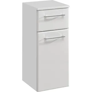 Saphir »Quickset 376 Badschrank, 1 Tür, 1 Schublade, Weiß Hochglanz« Badezimmermöbel 30 cm breit, inkl. Türdämpfer, Griffe Chrom Glanz