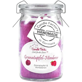 Candle Factory Baby Jumbo Duftkerze aus pflanzlichem Stearin im hitzebeständigen Glas der Marke Weck®, bis zu 20h Brennzeit, Duft: Granatapfel-Himbeer