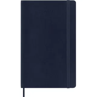 Moleskine Tageskalender 2027, 12-Monats-Planer mit Softcover, Elastischer Verschluss, Format Large 13x21 Cm, Saphirblau