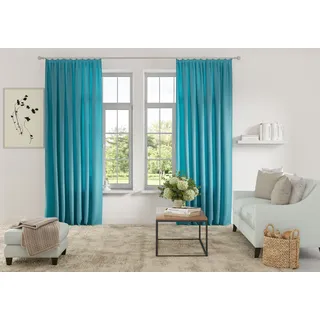 Vorhang OTTO HOME "Parry" Gr. 5, blau (aquablau), B:140cm H:265cm, Polyester, Recyceltes Material, Gardinen, Vorhang, 2-er Set, blickdicht, monochrom, basic, einfarbig, Bestseller, Topseller