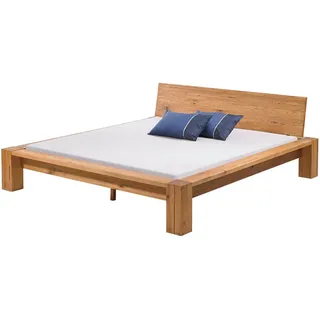 Hasena Balkenbett , Eichefarben , Holz , Wildeiche , massiv , 180x200 cm , Schlafzimmer, Betten, Holzbetten