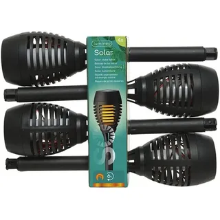Lumineo Solar Fackel plastik Flacker-Effekt Ø7.5cm H.27cm schwarz 4 Stück