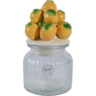 Decoris voorraadpot citroen 19cm glas aarderwerk - Gelb, Grün, Transparent