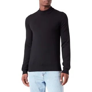 HUGO Herren San Matteo-M Slim-Fit Pullover aus Schurwolle mit Stehkragen Schwarz XL