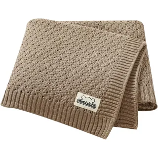 mimixiong Babydecke aus 100 % Baumwolle, gestrickt, für Jungen und Mädchen, Khaki