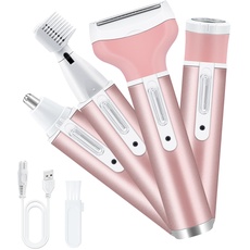 Mcbazel Gesichts-Epilierer, 4-in-1 USB wiederaufladbarer Haarentferner, Epilierer, schnurloser Elektrorasierer für Gesichts- und Körperhaarentfernung, Augenbrauen-Trimmer Rosa