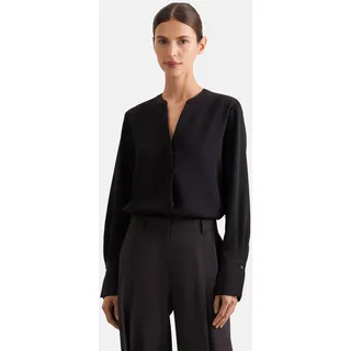 Klassische Bluse SEIDENSTICKER "Schwarze Rose", Damen, Gr. 3XL (46), schwarz, 100% Polyester, unifarben, regular fit, ohne Ausschnitt, Blusen Klassische Bluse, Tunika Uni