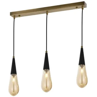 Industrial Chandelier with Metal Body & Glass Cap, 90 cm Length, Antiquation Finish | 3 x E14 Max 4W, IP20 | Perfect for Modern Home Decor