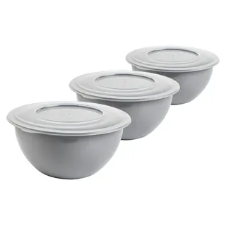 3er-Set Schüssel mit Deckel 5l, stapelbar, vielseitig für Küche & Vorrat - Grau
