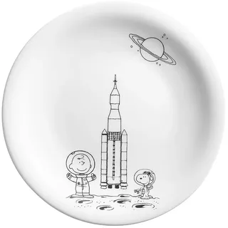 KAHLA 323460A50982CP Peanuts Frühstücksteller 21,5 cm Peanuts Space | weißer Vorspeisenteller mit Peanuts Motiv aus Porzellan