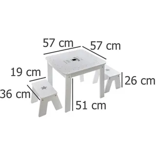 Atmosphera Kindertisch für 2 mit Stauraum weiß und silber - Weiß