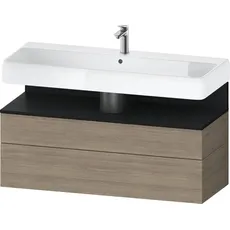 Duravit Qatego Waschtischunterbau, 1 Auszug und 1 Schublade, 1190x470x590mm, Nische Eiche Schwarz, QA4396016, Farbe: Eiche Terra