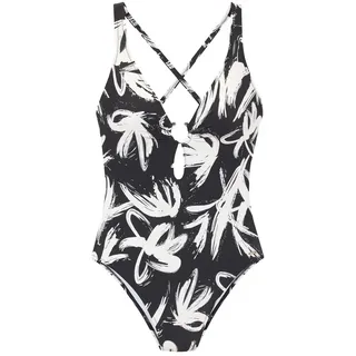 French Connection Badeanzug mit modischem Allover-Print, schwarz
