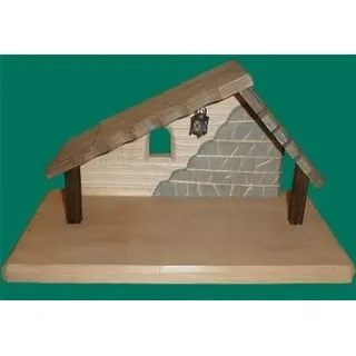 Holz Krippenhaus geschnitzt mit Laterne 6 cm Stallhaus Krippenstall Bethlehem