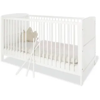 Pinolino Gitterbett , Weiß , Holzwerkstoff , 76x83x144 cm , zum Juniorbett umbaubar, höhenverstellbar, Sprossen mit Normabstand, Aufbauanleitung im Karton, Lattenrost inklusive, Schlupfsprossen , Babymöbel & Kindermöbel, Babyzimmer, Babybetten, Gitterbetten