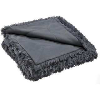 CELINATEX Kuscheldecke XXL 220 x 240 cm grau Sofadecke Longhair Kunstfelldecke Flokati Optik Decke Fleece Wohndecke, Geschenk für Frauen, warm - Oeko-TEX Shetland