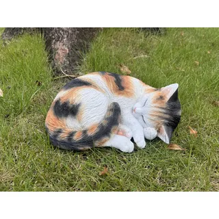 Hi-Line Gift Ltd. Gartenstatue schlafende Calico-Katze