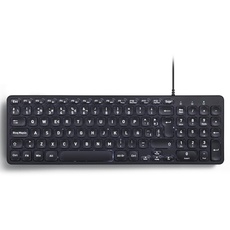 Perixx PERIBOARD-333 Kompakte USB-Tastatur mit Hintergrundbeleuchtung mit Kabel - Scherenscherentasten Typ X - Weiße Hintergrundbeleuchtung - Schwarz - QWERTY Echo