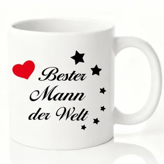 Kaffeetasse „Bester Mann der Welt“ – Herz Spruch Tasse aus Keramik – Geschenk für Partner, Ehemann, Freund, Papa zum Geburtstag, Valentinstag oder Weihnachten