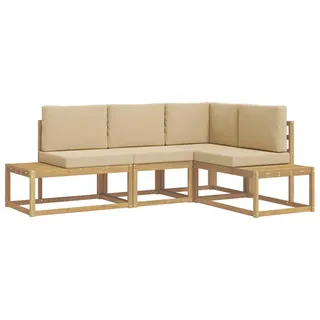 vidaXL Outdoor-Sofagarnitur 3 Stück Weiß und Beige Polyester - Braun