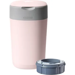 TOMMEE TIPPEE Twist and Click Advanced Nappy Bin, Includes 1x Refill Cassette, Locks in Odours and Germs, Blue