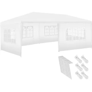 tectake Pavillon Novara, wasserdicht, weiß , Weiß , Kunststoff , Rechteckig , 300x250x600 cm , Sonnenschutz, Pavillons