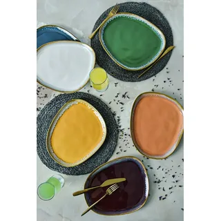 Hermia Concept, X000155100000000000000000, Serviceplatten-Set (6-teilig), Mehrfarbig, 100 % KERAMIK, 30 x 30 cm