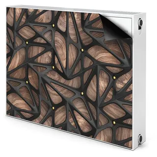 Magnet Radiator Magnet Mat Heizkörper Heizung Verkleidung Abdeckung 110x60 cm - Schwarz, Gitter auf Holz - Grau