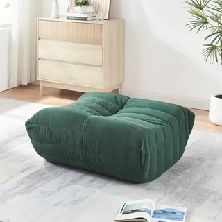 Fußhocker 'Kodsø' Sitzsack 35 x 80 x 65 cm Sitzpouf gepolstert Cord Grün - dunkelgrün