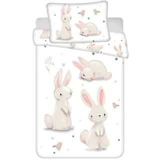 Bettbezug Hase, Bär und Fuchs - 100 x 135 cm - Baumwolle - Beige, Weiß