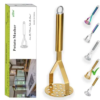 Berglander Kartoffelstampfer, Hochleistungs Goldkartoffel-Ricer aus rostfreiem Stahl mit Titanbeschichtung, Stampfer, Küchenstampfer, Gemüsefruchtstampfer