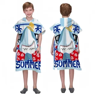 Proumhang Kinder Surf Poncho Badeponcho Mikrofaser Bademantel Strandtuch Frottee Wechselmantel Wassersport Poncho Mädchen Jungen 60 cm x 75 cm