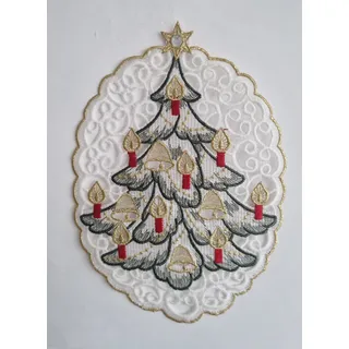 Stickereien Plauen Fensterbild "Fensterbild Weihnachtsbaum" echte Plauener Stickerei, bunt