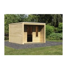 KARIBU Sauna »Lüganuse«, BxHxT:276 x 210 x 276 cm, naturbelassen - beige