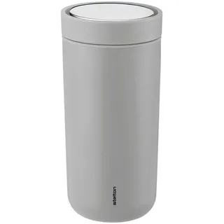 Stelton To-Go Click - Thermobecher, doppelwandige Isolierflasche - Rostfreier, auslaufsicherer Kaffeebecher/Teebecher mit Smart-Click-Deckel - Heiße & kalte Getränke - 0,4 Liter, Soft Light Grey