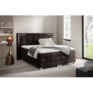 Boxspringbett Elektrisch Bett DORES 200x200cm in Stoff Fresh Dunkelbraun - Braun