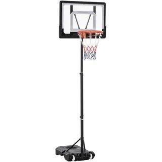 Homcom Basketballständer höhenverstellbar Basketballanlage für Kinder Basketballkorb mit Räder draußen Stahl PVC HDPE Schwarz 83 x 75 x 206-260 cm - Schwarz