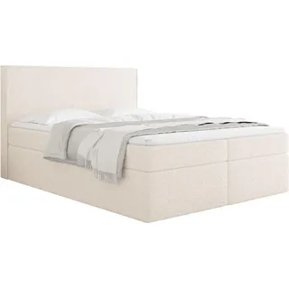 WFL Group Boxbett Terra mit Bettkasten, Beige Boucle 200x200 cm – inkl. H3 Matratze und H3 Foam Topper , Holzwerkstoff , H3 , Höhe ca. 20 cm , Rechteckig , 200x200 cm , Schlafzimmer, Betten, Boxspringbetten